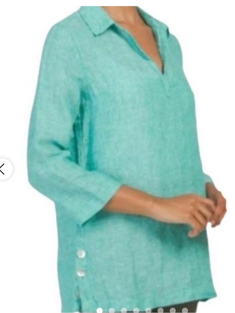 Tahari Aqua V-Neck Tunic Blouse